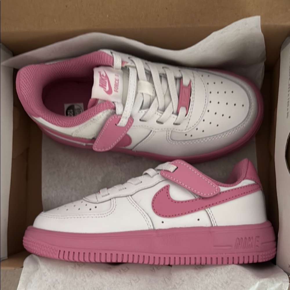 Nike Kids Air Force 1 Sneakers White and Pink